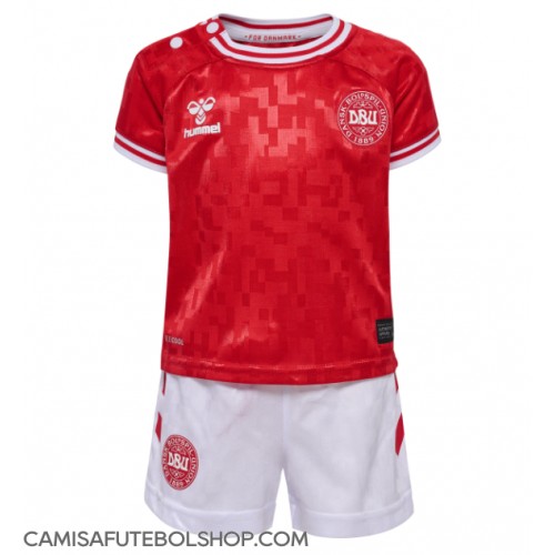 Camisa de time de futebol Dinamarca Replicas 1º Equipamento Infantil Europeu 2024 Manga Curta (+ Calças curtas)